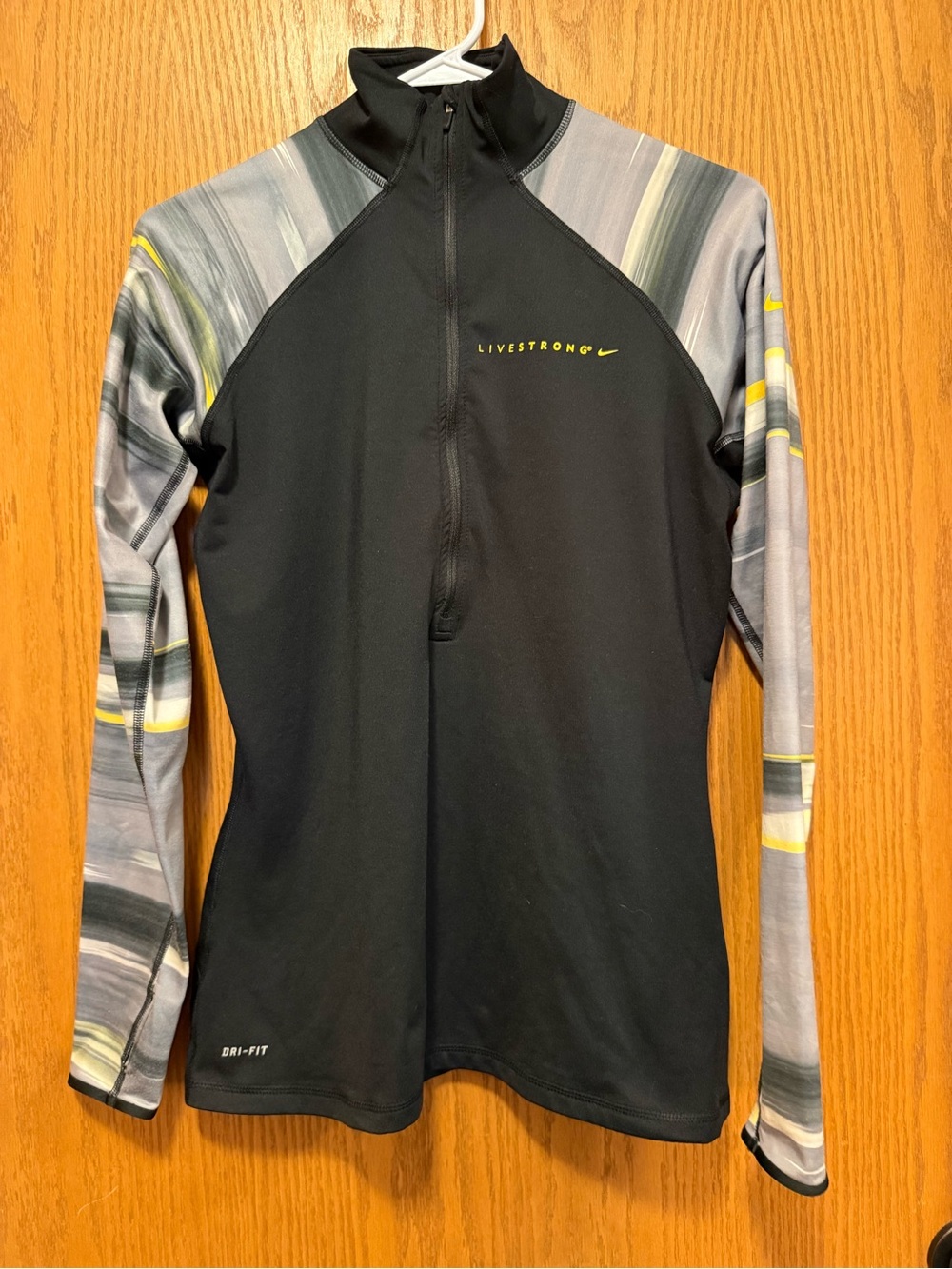 Nike Black Dri-Fit LIVESTRONG Pullover with Gray & Yellow Accent Sleeves